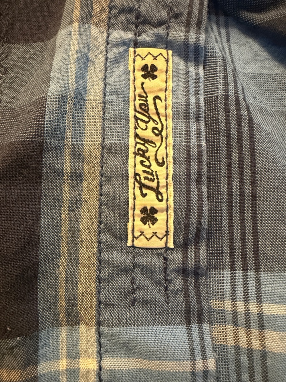 Lucky Brand Men’s L Blue Plaid Button Down Shirt Western Casual Flannel - Picture 5 of 9
